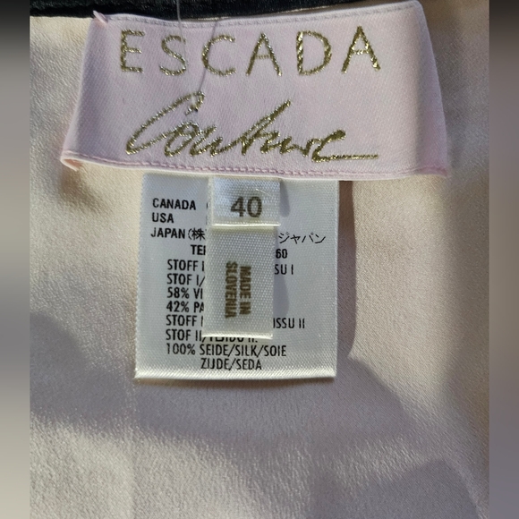 NWT Escada 2 piece Suit Black Lace Ribbon over Pink Sz 40/Medium - Picture 5 of 11